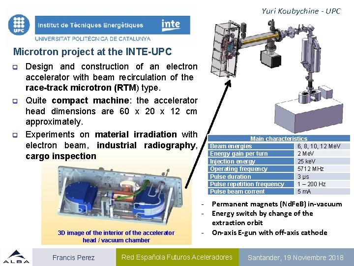 Yuri Koubychine - UPC Microtron project at the INTE-UPC q q q Design and