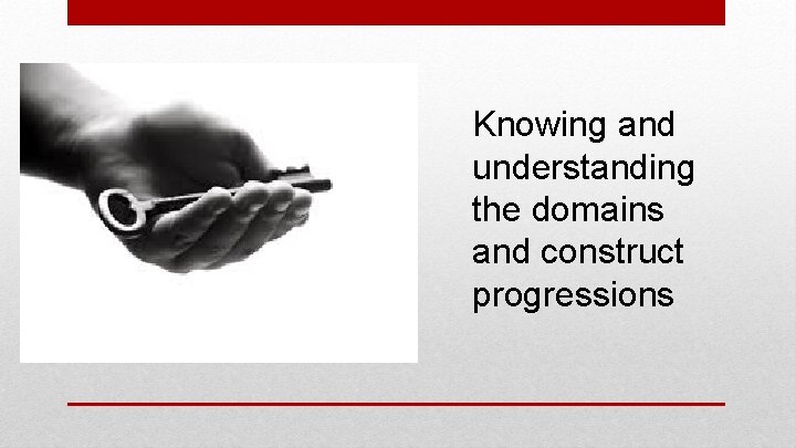 Knowing and understanding the domains and construct progressions 