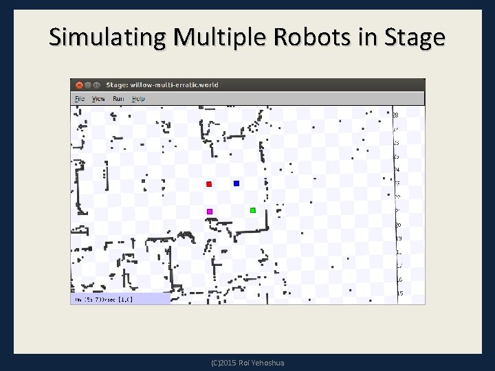 Simulating Multiple Robots in Stage (C)2015 Roi Yehoshua Simulating Multiple Robots in Stage (C)2015 Roi Yehoshua
