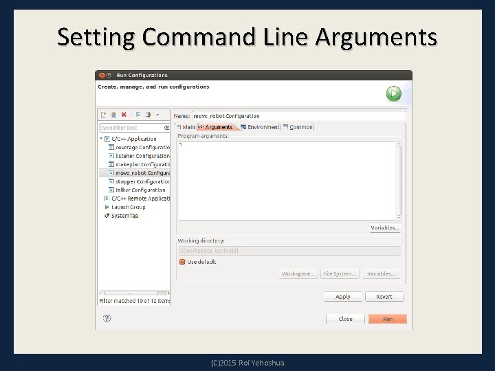 Setting Command Line Arguments (C)2015 Roi Yehoshua Setting Command Line Arguments (C)2015 Roi Yehoshua