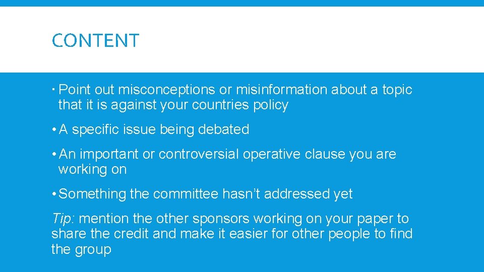 CONTENT Point out misconceptions or misinformation about a topic that it is against your