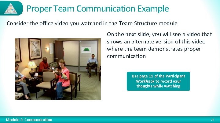 Proper Team Communication Example Consider the office video you watched in the Team Structure