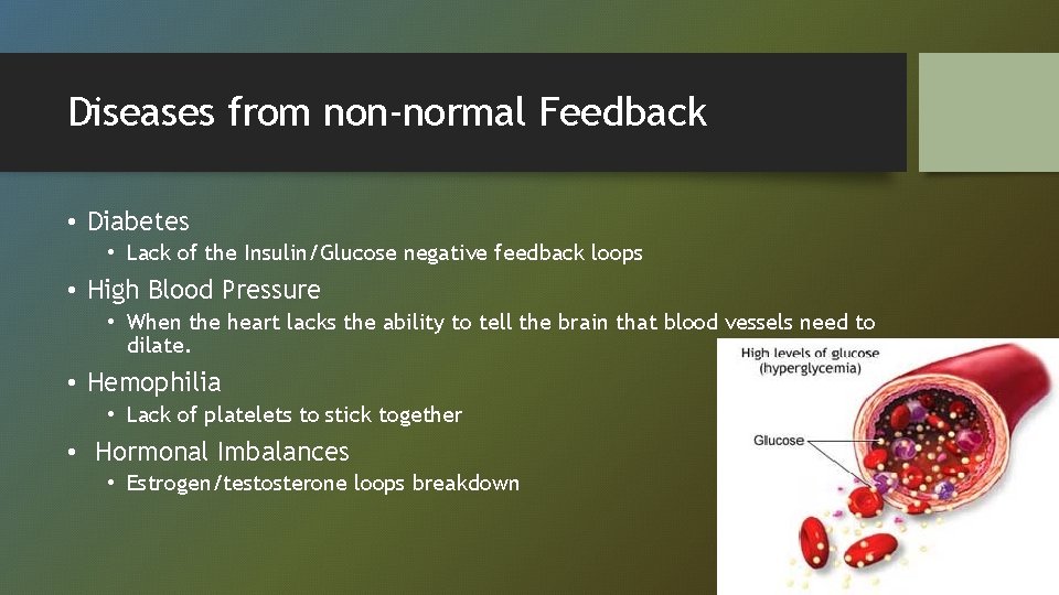 Diseases from non-normal Feedback • Diabetes • Lack of the Insulin/Glucose negative feedback loops