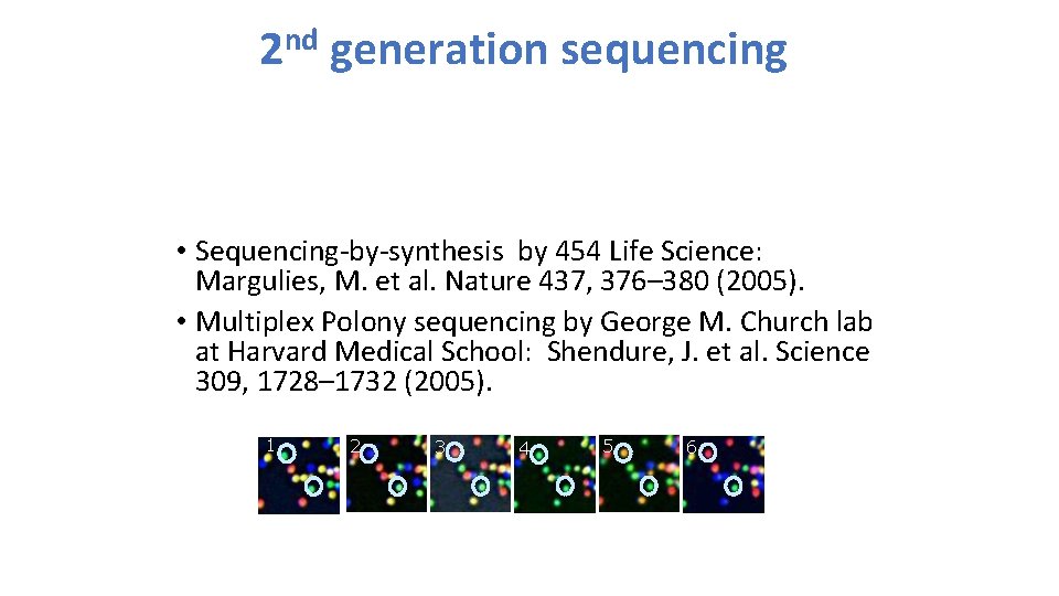 2 nd generation sequencing • Sequencing-by-synthesis by 454 Life Science: Margulies, M. et al.