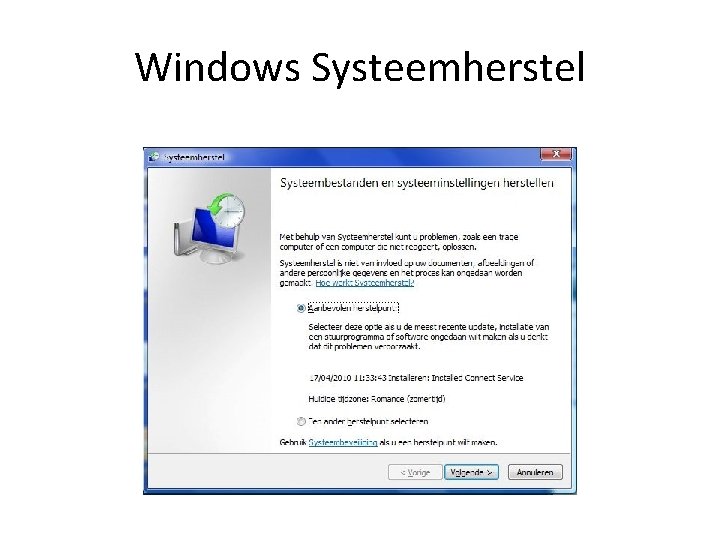 Windows Systeemherstel 