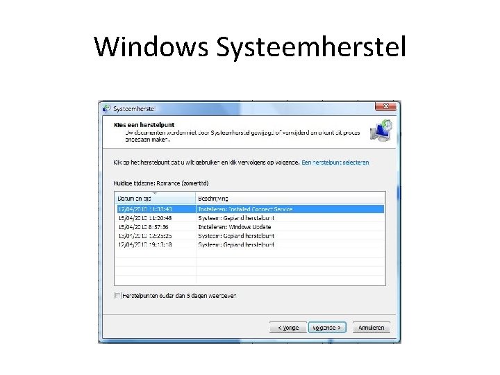 Windows Systeemherstel 