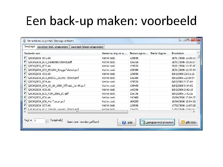 Een back-up maken: voorbeeld 