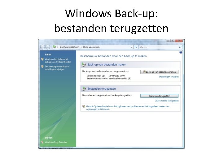 Windows Back-up: bestanden terugzetten 