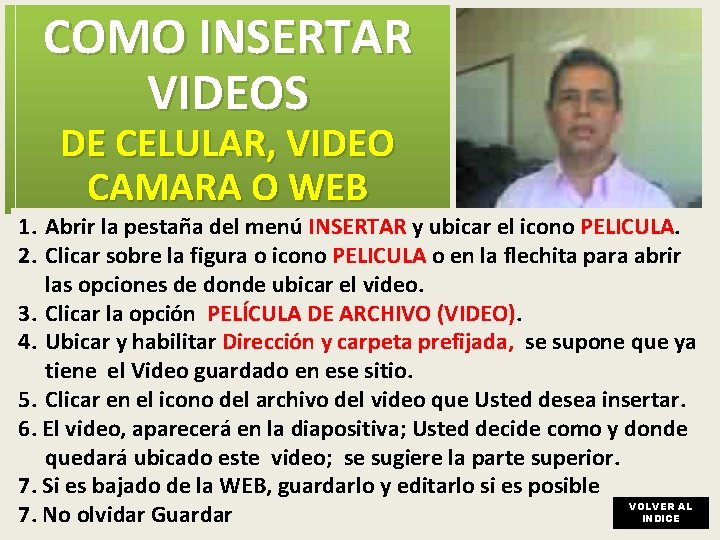 COMO INSERTAR VIDEOS DE CELULAR, VIDEO CAMARA O WEB 1. Abrir la pestaña del