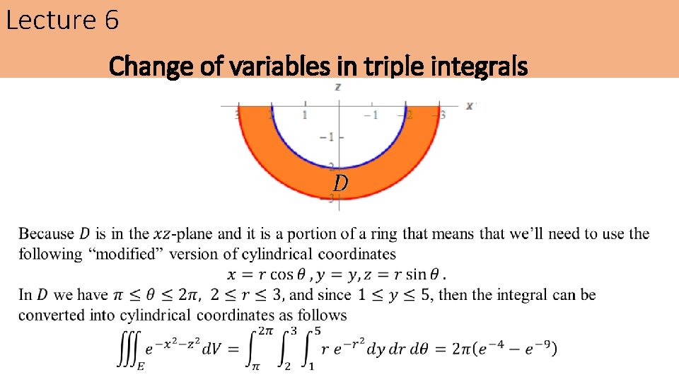 Lecture 6 Change of variables in triple integrals Lecture 6 Change of variables in triple integrals