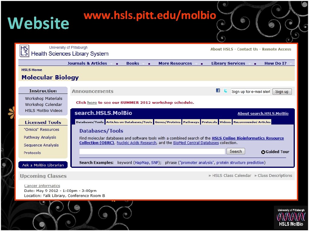 Website www. hsls. pitt. edu/molbio 