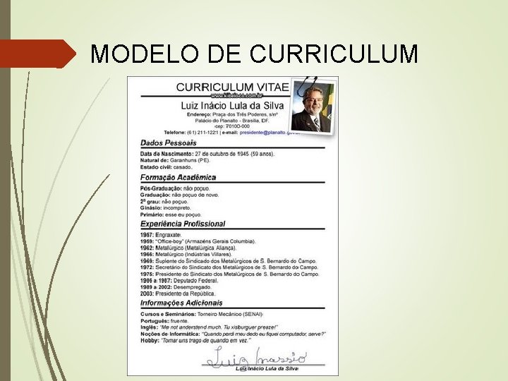 MODELO DE CURRICULUM MODELO DE CURRICULUM