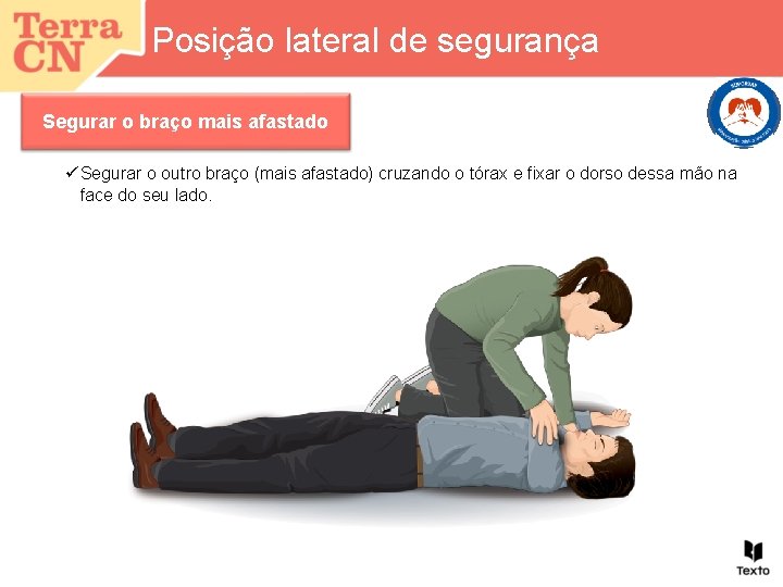 Posição lateral de segurança Segurar o braço mais afastado ü Segurar o outro braço