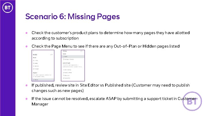 Scenario 6: Missing Pages ● Check the customer’s product plans to determine how many