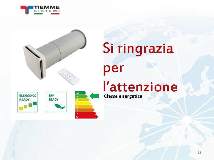 Si ringrazia per l’attenzione Classe energetica 12 