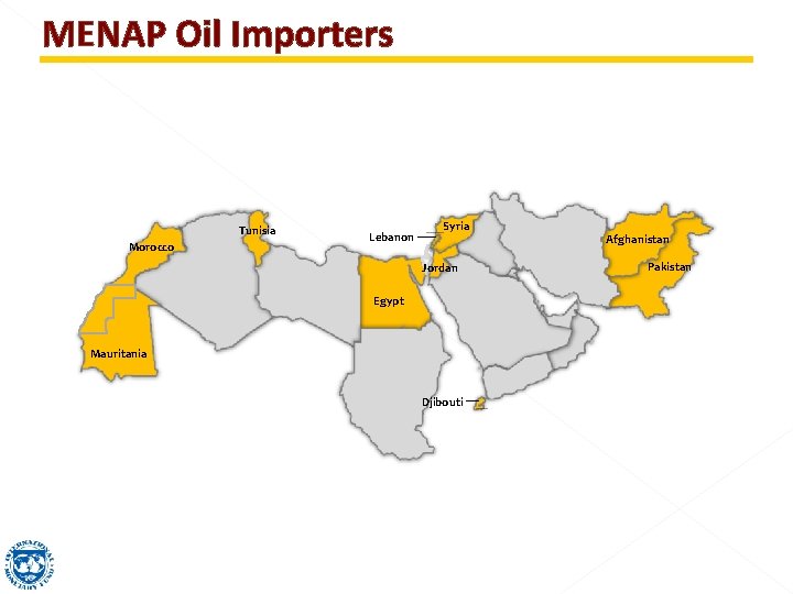 MENAP Oil Importers Tunisia Morocco Lebanon Syria Jordan Egypt Mauritania Djibouti Afghanistan Pakistan 