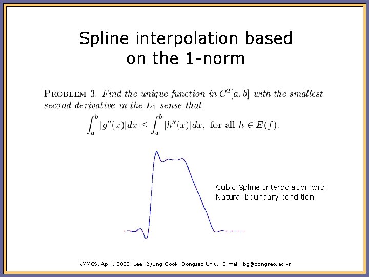 Spline interpolation based on the 1 -norm Cubic Spline Interpolation with Natural boundary condition