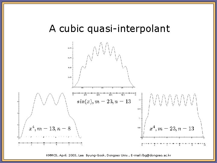 A cubic quasi-interpolant KMMCS, April. 2003, Lee Byung-Gook, Dongseo Univ. , E-mail: lbg@dongseo. ac.