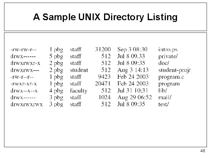A Sample UNIX Directory Listing 48 