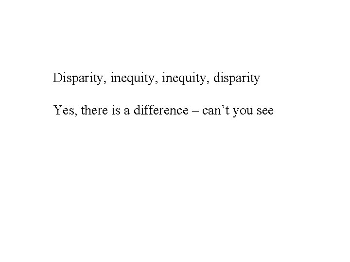 Disparity, inequity, disparity Yes, there is a difference – can’t you see 