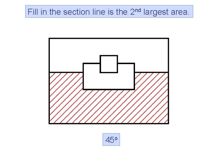 Fill in the section line is the 2 nd largest area. 45 o  Fill in the section line is the 2 nd largest area. 45 o