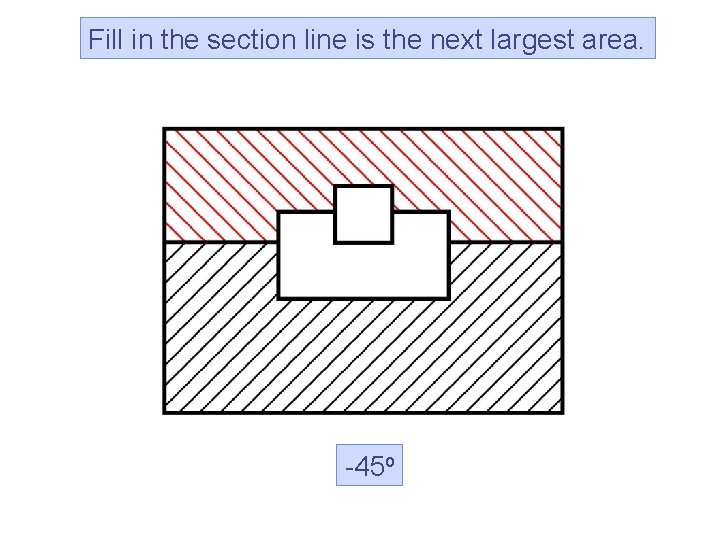 Fill in the section line is the next largest area. -45 o  Fill in the section line is the next largest area. -45 o