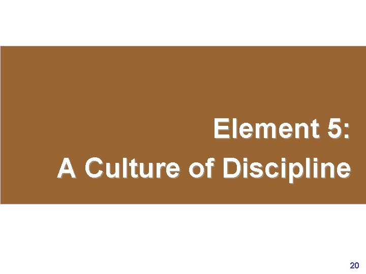 Element 5: A Culture of Discipline www. rajapresentasi. com 20 