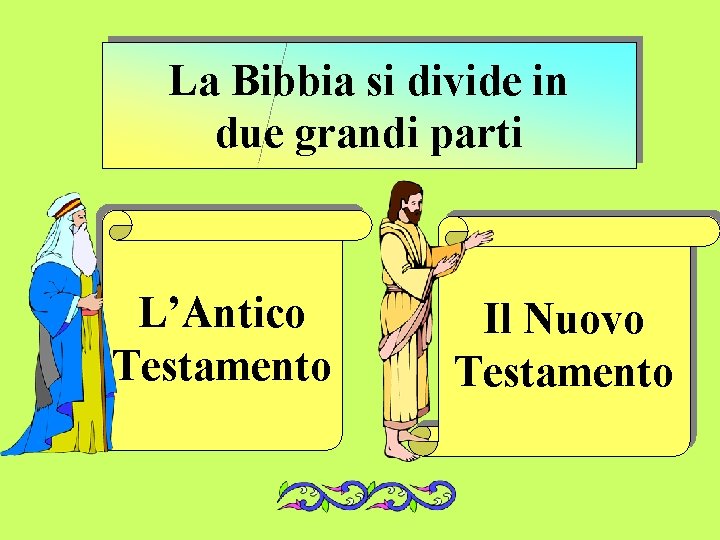 La Bibbia si divide in due grandi parti L’Antico Testamento Il Nuovo Testamento 