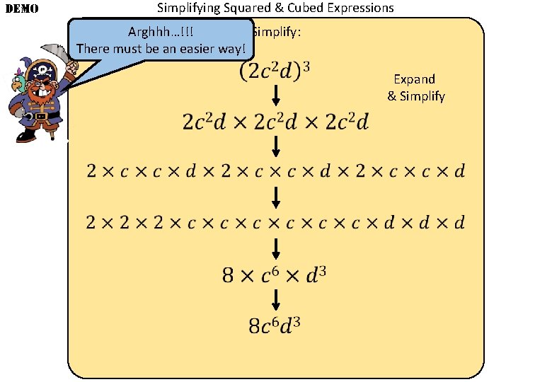 DEMO Simplifying Squared & Cubed Expressions Arghhh…!!! Simplify: There must be an easier way!