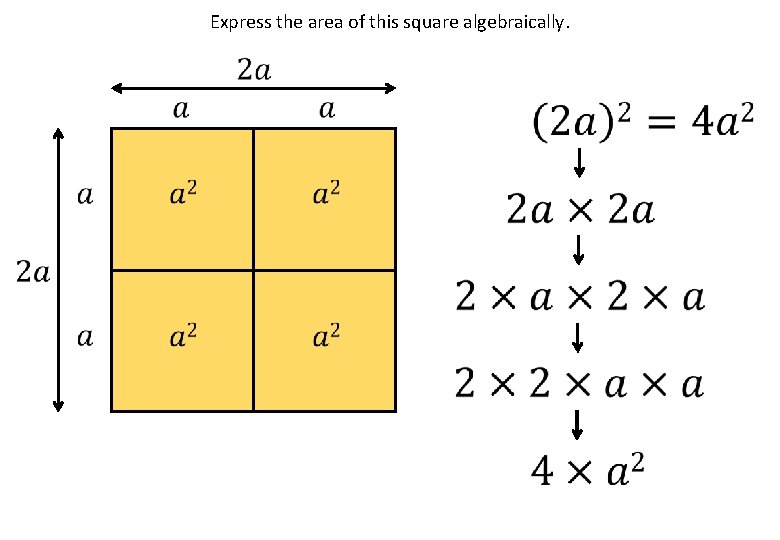 Express the area of this square algebraically. 