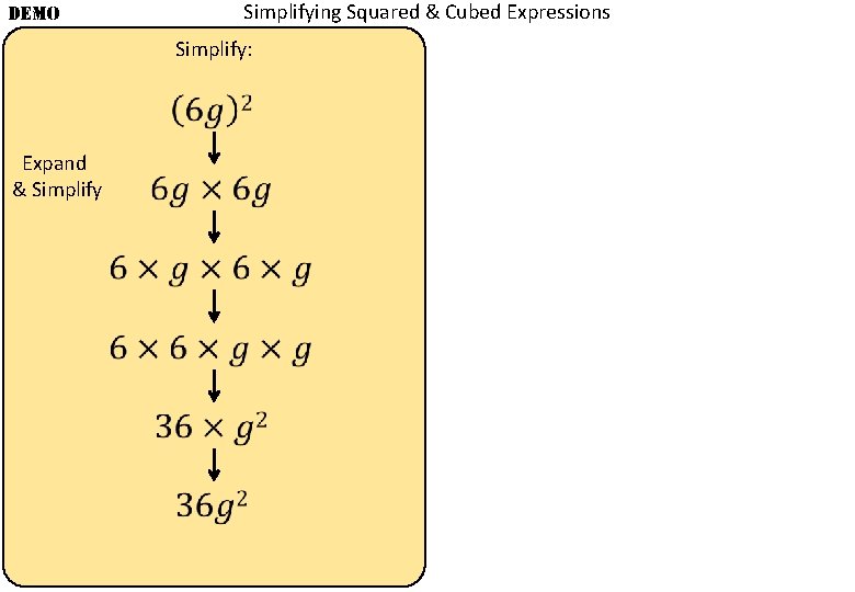 DEMO Simplifying Squared & Cubed Expressions Simplify: Expand & Simplify 