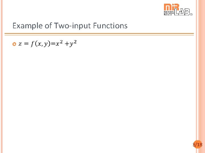 Example of Two-input Functions 8/18 