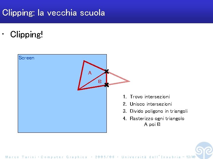 Clipping: la vecchia scuola • Clipping! Screen A B 1. 2. 3. 4. Marco
