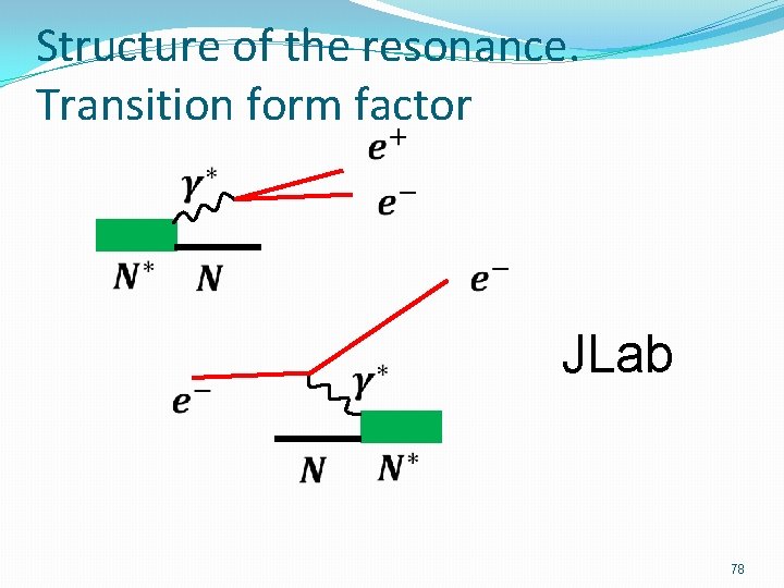 Structure of the resonance. Transition form factor JLab 78 