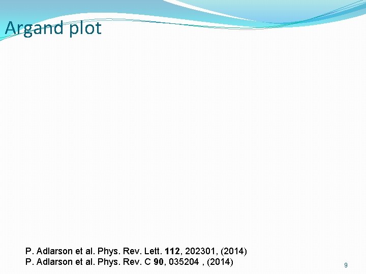 Argand plot P. Adlarson et al. Phys. Rev. Lett. 112, 202301, (2014) P. Adlarson