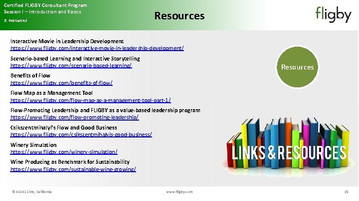Certified FLIGBY Consultant Program Session I – Introduction and Basics 6. Resources Interactive Movie
