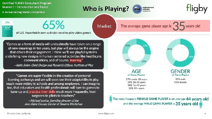 Certified FLIGBY Consultant Program Session I – Introduction and Basics 4. Serious Gaming Market,