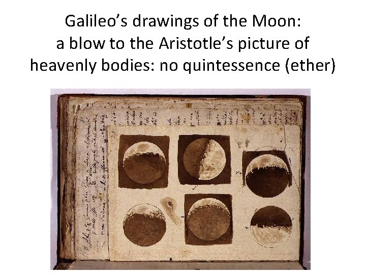 Galileo’s drawings of the Moon: a blow to the Aristotle’s picture of heavenly bodies:
