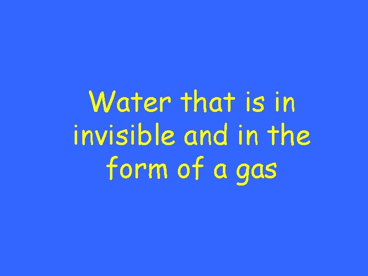Water that is in invisible and in the form of a gas 