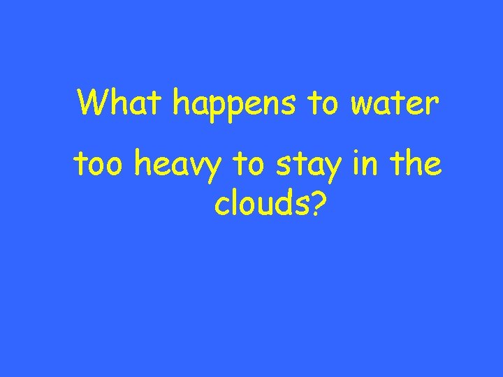 What happens to water too heavy to stay in the clouds? 
