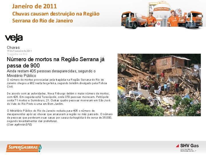 Janeiro de 2011 Chuvas causam destruição na Região Serrana do Rio de Janeiro Chuvas