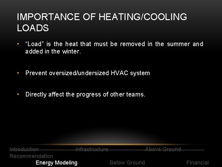 IMPORTANCE OF HEATING/COOLING LOADS • “Load” is the heat that must be removed in