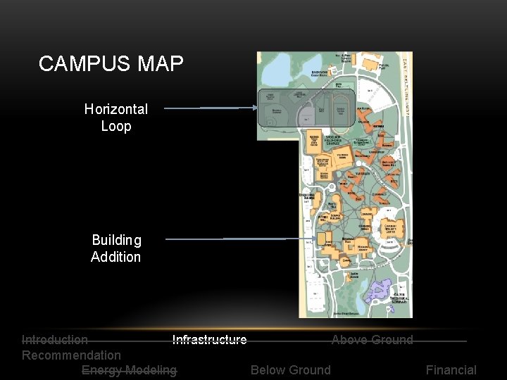 CAMPUS MAP Horizontal Loop Building Addition Introduction Infrastructure Above Ground Recommendation Energy Modeling Below