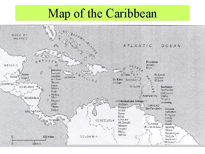 Map of the Caribbean 