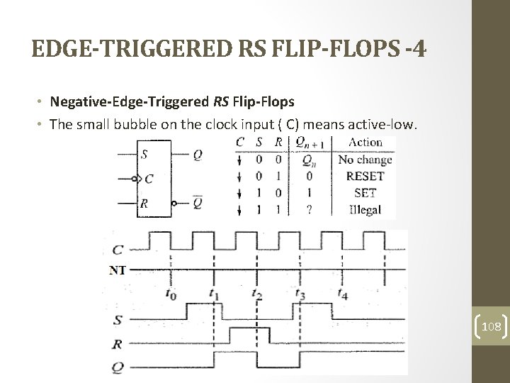 EDGE-TRIGGERED RS FLIP-FLOPS -4 • Negative-Edge-Triggered RS Flip-Flops • The small bubble on the