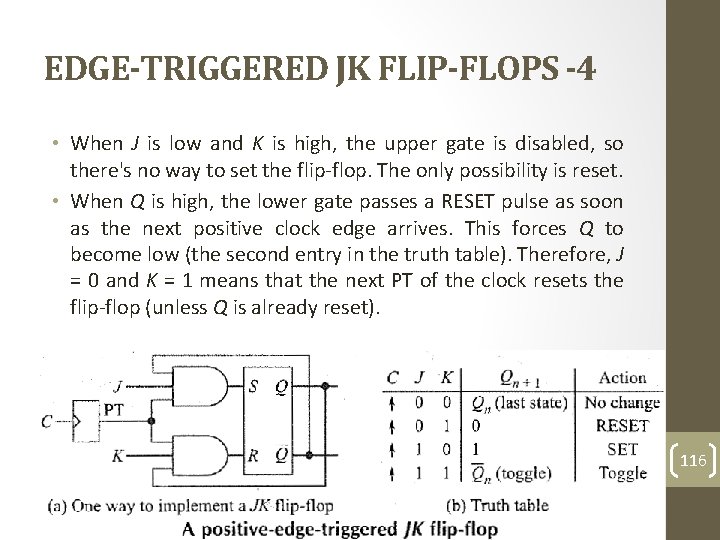 EDGE-TRIGGERED JK FLIP-FLOPS -4 • When J is low and K is high, the