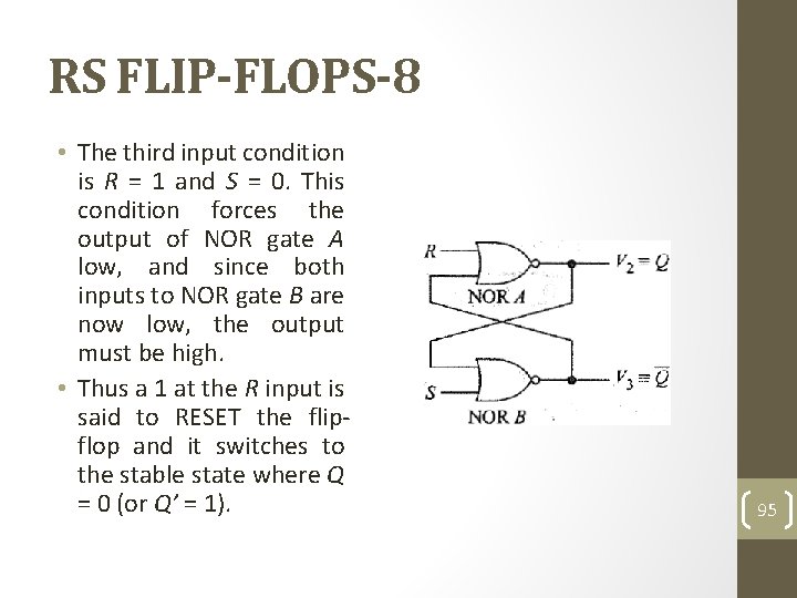 RS FLIP-FLOPS-8 • The third input condition is R = 1 and S =