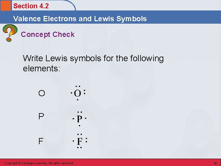 Section 4. 2 Valence Electrons and Lewis Symbols Concept Check Write Lewis symbols for