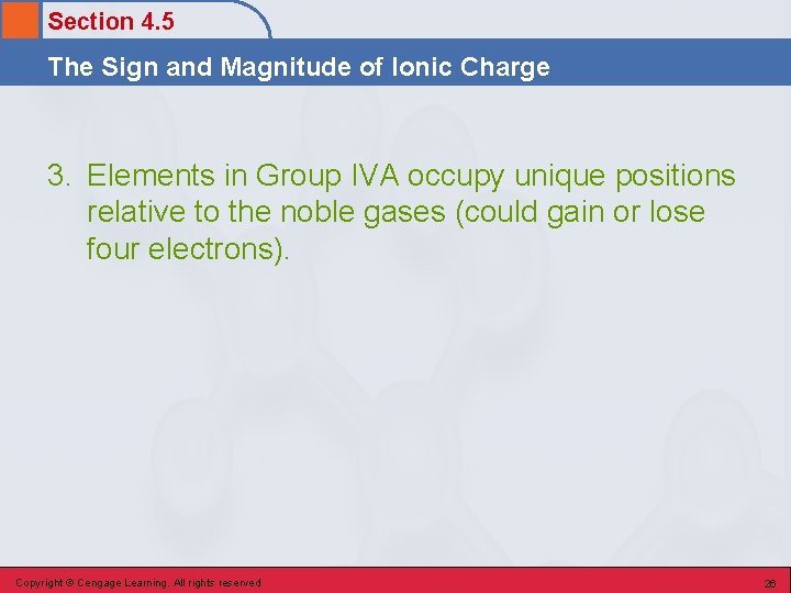 Section 4. 5 The Sign and Magnitude of Ionic Charge 3. Elements in Group