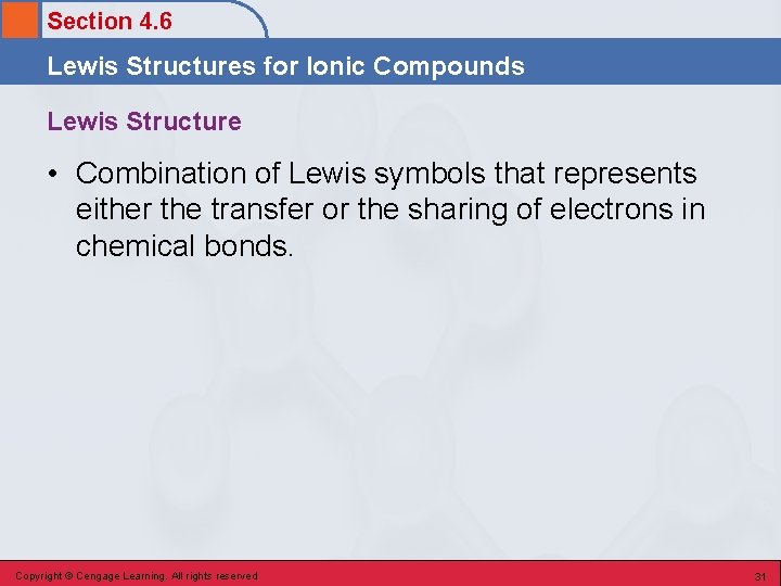 Section 4. 6 Lewis Structures for Ionic Compounds Lewis Structure • Combination of Lewis